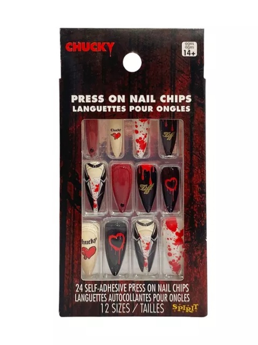 NWT Spirit Halloween Chucky Tiffany Press On Nails Horror Self Adhesive 24 Count